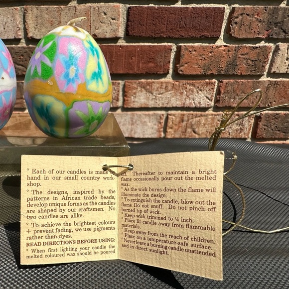 Swazi Candles Two Egg Shaped Floral Multicolored Handmade In Switzerland Candles - Picture 7 of 8